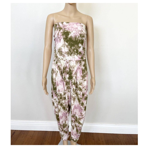 NWOT Full Circle Trends Women’s Plus Tie Dye Printed Ruched-Ankle Jumpsuit - Picture 1 of 7